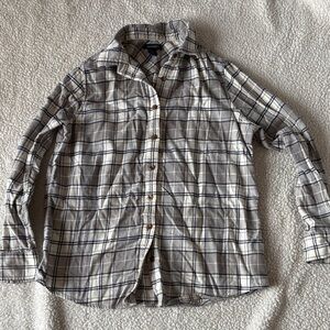Lands End button up fleece flannel long sleeve top